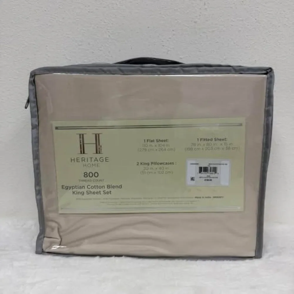 King Sheet Set Egyptian Cotton Blend Tan Heritage Home 800 TC New